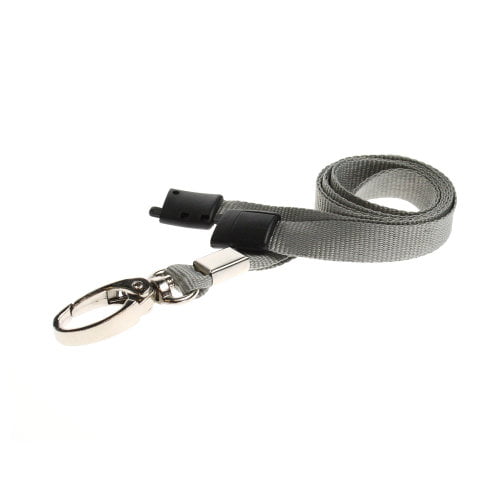 grey Safety Breakaway 10mm Lanyard with Metal Lobster Clip
