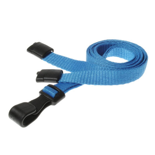 Safety Breakaway 10mm Lanyard with Plastic J Clip light blue