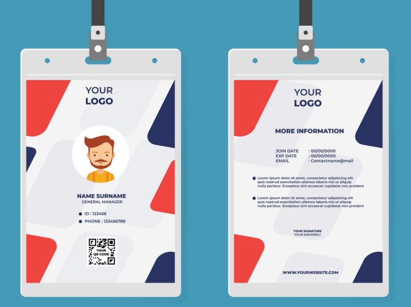id cards on lanyards cartoon